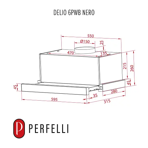 Вытяжка телескопическая PERFELLI DELIO 6PWB NERO - фото 11