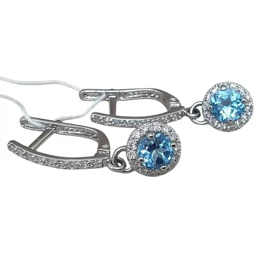 Золоті сережки Гаразд з діамантами і топазами. 3033351Б