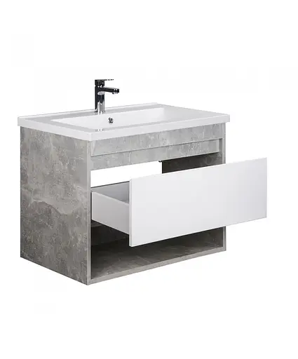 Тумба Мойдодир Oslo 80 Loft з умивальником Cosmo 80 бетон/Білий Сірий - фото 2