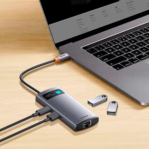 USB-хаб Baseus Metal Gleam Series 4-in-1 Gray (WKWG070113) [110336] - фото 7