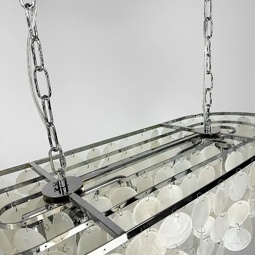 Удлиненная серебряная люстра ATHELIA с перламутровыми пластинами | Ст. 1537-800*300 СН | Line F - фото 2