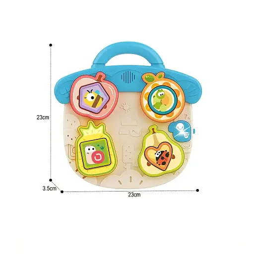 Бізіборд HE 8089, музична розвивальна іграшка з підсвічуванням і мелодією, для дітей від 18 місяців, блакитний - фото 2