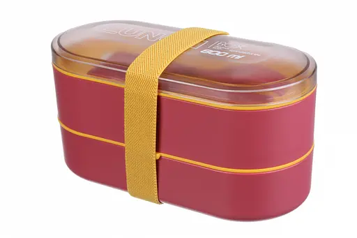 Ланч-бокс эко на 2 яруса с приборами Laprida 28 Красный 900 мл (64-668) - фото 1