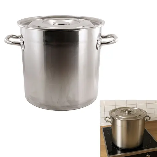 Каструля із нержавіючої сталі з кришкою 35 л, Zauberg Сірий 87713 - фото 2