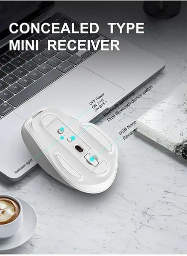 Миша бездротова 2 режимна Apayado T02 Pro Dual Mode Wireless Mouse сіра - фото 6