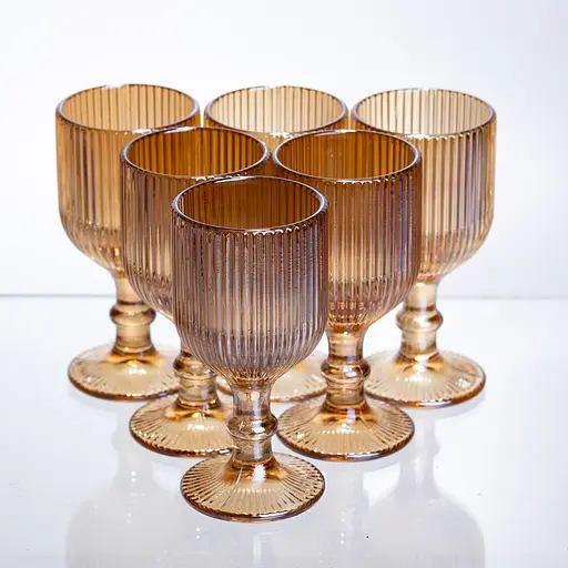 Набір чарок для міцних напоїв 6 штук по 50 мл ребристих із товстого скла коричневий HP-19-221 прозора чарка для шотів Yiwu HP-19-221 - фото 1