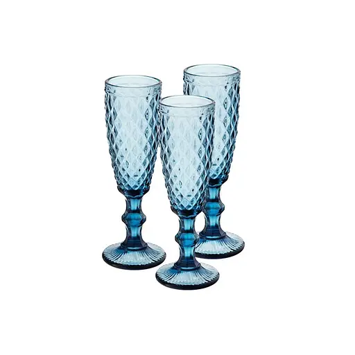 Уцінка. Набір келихів S&T Аргайл Кобальт для шампанського 180 мл 6 шт. (9446) - фото 1