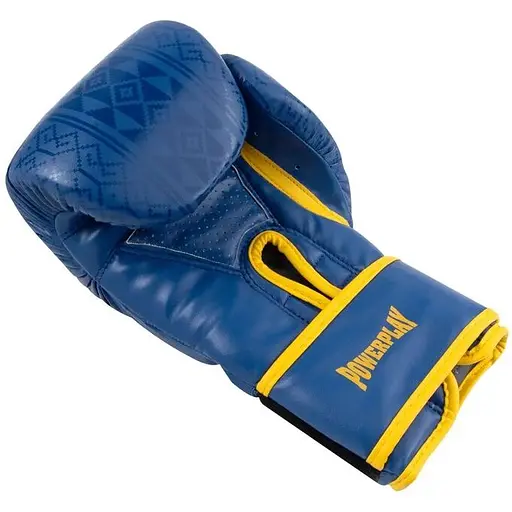 Перчатки боксерские PowerPlay PP 3021 Ukraine Blue/Yellow - 14 унций - фото 4