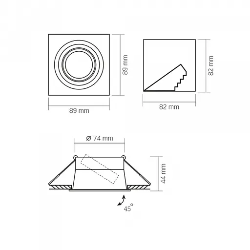 Світильник Videx під лампу GU10 врізний Квадрат Чорний VL-SPF09S-B - фото 4