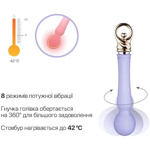 Вибромассажер с подогревом Zalo Sweet Magic Confidence Wand Fantasy Violet - фото 4