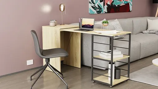 Стол-тумба трансформер Смарт 2/1 Ferrum-decor 750x1450x500 Черный металл ДСП Дуб Сонома 16 мм (FRD-105098) - фото 3