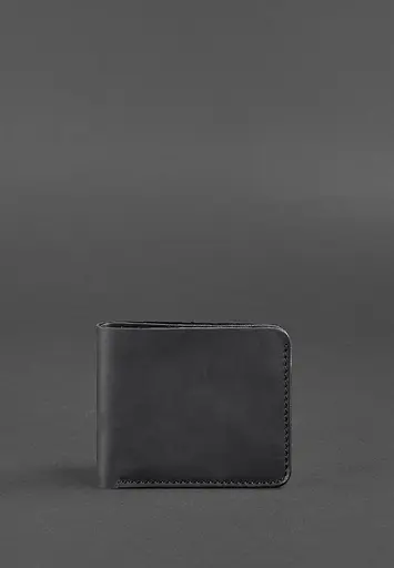 Мужской кожаный портмоне 4.1 (4 кармана) черный Crazy Horse - фото 2