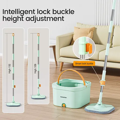 Комплект для уборки Hommetler CW004 – швабра и ведро с отжимом 2-в-1 - фото 10