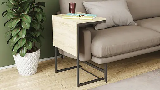 Стіл журнальний приставний Террі Комбо Ferrum-decor 345x662x440 Чорний метал ДСП Дуб Сонома 16 мм (FRD-105139)