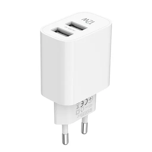 Зарядное устройство сетевое MAKE 12W 2USB 2.4A White - фото 4