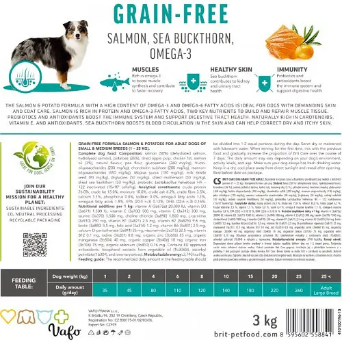 Сухой корм Brit Care Dog Grain-free Adult для собак малых и средних пород, беззерновой с лососем, 1 кг - фото 6