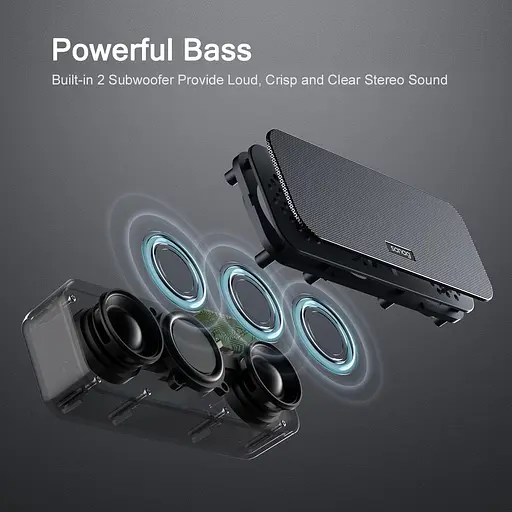Портативна Bluetooth-колонка Mtool V6 зі стереозвуком і глибокими басами чорний - фото 6