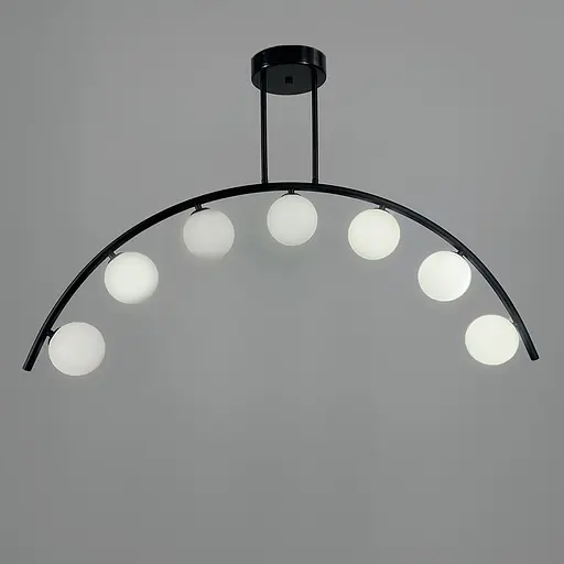 Чорна люстра-дуга на 7 білих плафонів Line.F MJ 80/7 BK - фото 5