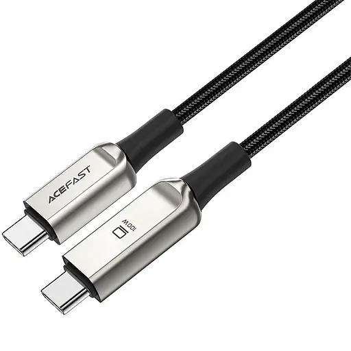 Дата кабель Acefast C6-03 USB-C to USB-C 100W zinc alloy digital display braided (2m) Silver  - фото 2