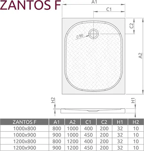 Душовий піддон Radaway Zantos F 120 x 90 M3ZNF1290-06 - фото 3