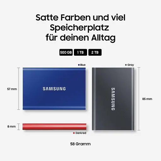 Портативный SSD Samsung 1 ТБ USB 3.2 Gen 2 Type-C T7 Серый - фото 8
