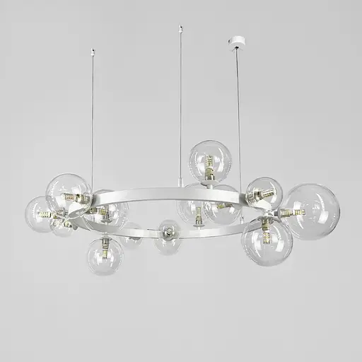 Кольцевая люстра с прозрачными 15 плафонами в белом корпусе Ø 80 см | Line F | Ст. AT32/15R WT+CL - фото 1