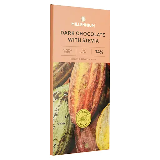 Шоколад Millennium чорний зі стевією 74% 100 г (843944) - фото 2