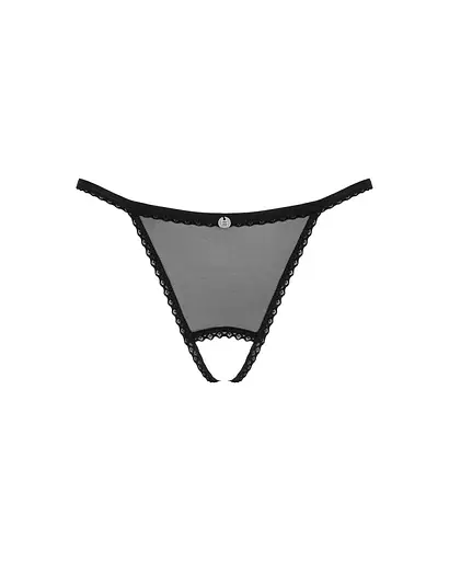 Прозрачные стринги с доступом Obsessive Celia Noir crotchless thong XS/S - фото 5