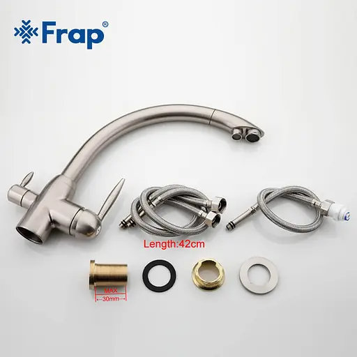 Смеситель для кухни однорычажный под фильтр латунь Ø35 сатин Frap 1/10 F4399-5 Хром матовый - фото 4