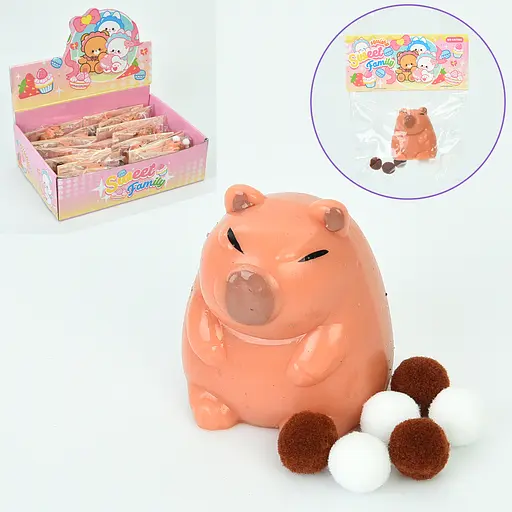 Іграшка Капібара, 5.5 см, антистрес, мішура, 28.5x20x8.5 см - фото 2