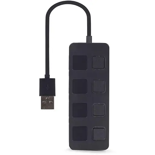 USB-Хаб Gembird 4 порти USB 2.0 UHB-U2P4-05, пластик, чорний (UHB-U2P4-05) - фото 2