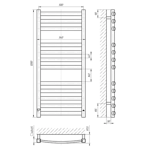 Електрична рушникосушка Laris Атлант Преміум ЧК14 500x1200 Е 75201081 - фото 4