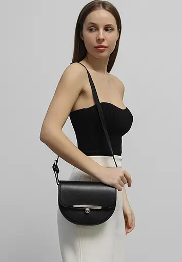 Жіноча шкіряна сумка поясна-кроссбоді Bridget чорна - фото 2