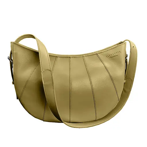 Шкіряна жіноча сумка Круассан оливкова - фото 6