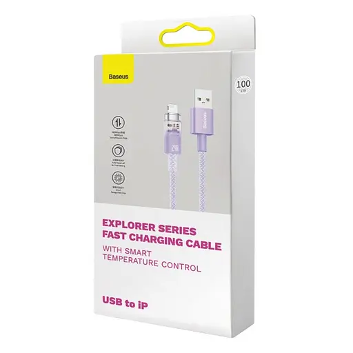 Кабель Baseus Explorer Series Fast Charging Cable with Smart Temperature Control USB to iP 2.4A 1 м Purple - фото 2