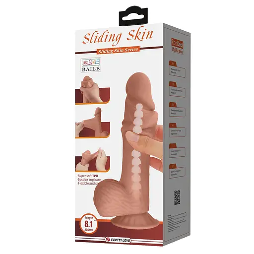 Фалоімітатор Baile Sliding Skin Bendable 8.1'' 20.6 см коричневий - фото 11