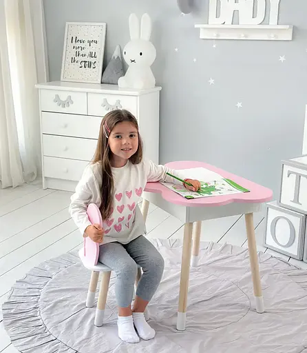 Детский стол Облако с нишей и стульчиком Бабочка (Розовый) - фото 4