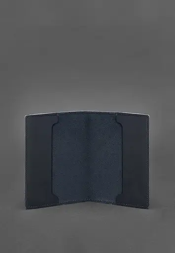 Кожаная обложка для удостоверения офицера 9.0 темно-синяя Crazy Horse - фото 4