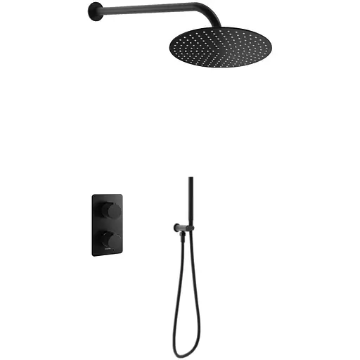 Душева система Kohlman Experience 25 black з термостатом + BOX прихованого монтажу KPL-QW432EBR25, Чорний матовий - фото 1