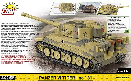Конструктор дитячий танк PANZER VI TIGER I no. 131 COBI 2734 - фото 4