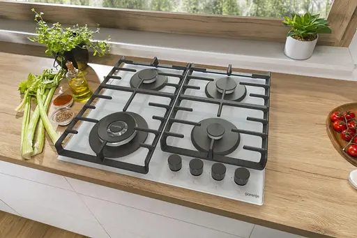 Варильна поверхня Gorenje газова на склі, 60см, чавун, білий - фото 2