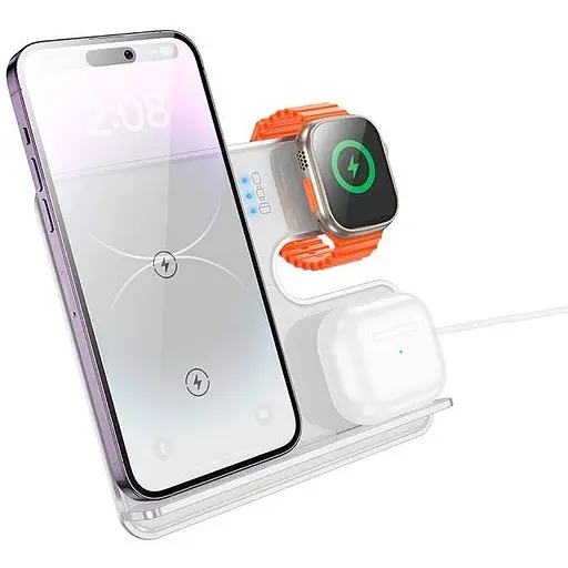 Зарядка Qi HOCO Falcon 3-in-1 Desktop Vertical Wireless Fast Charging CQ19 |15W| - фото 1