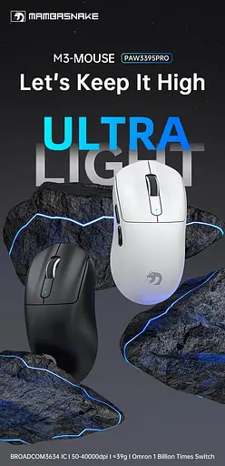 Игровая мышь MAMBASNAKE M3 Спиральный кабель, PAW3395PRO, 40 000 DPI, микропереключатель Omron Белая - фото 5