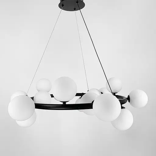 Люстра подвесная кольцевая Levistella на 15 белых плафонов Ст. SG 48/15 BK+WT | Line F - фото 5