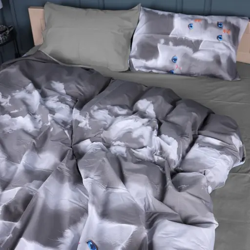 Простыня MirSon Сатин 22-1402 Silvery Cats 180x220 см (2200010567236) - фото 2