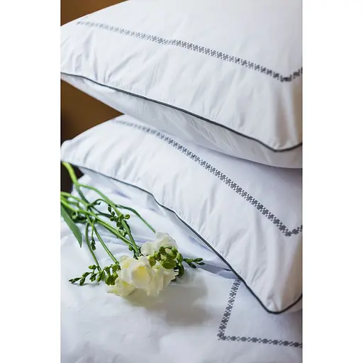 Комплект постільної білизни Ecotton Premium євро перкаль вишивка з графітовим кантом (25141) - фото 7