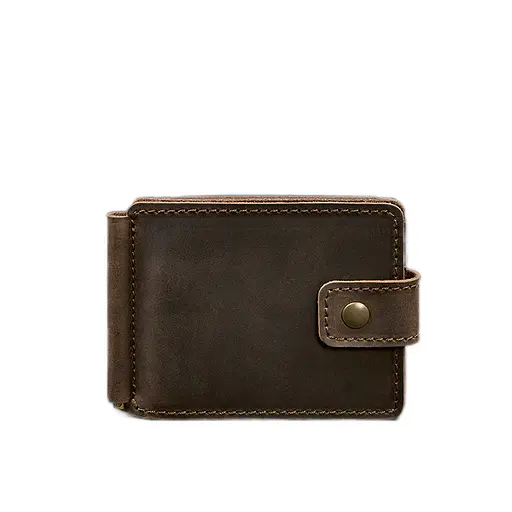 Кожаное портмоне 13.1 зажим с хлястиком темно-коричневое Crazy Horse - фото 11
