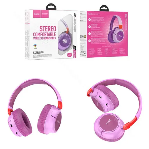 Навушники бездротові Hoco W43 Adventure BT headphones накладні до 25 годин фіолетові - фото 6