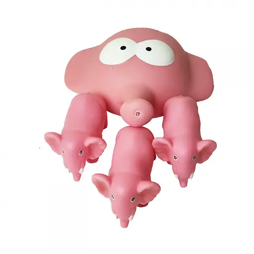 Пищалка Резиновое животное B-331 4шт в сетке Слоник