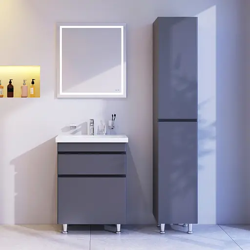 Тумба з умивальником AM.PM Hit 60 см підлогова графіт матовий M93A-FSX0602-WC0602GM38 Графіт - фото 4